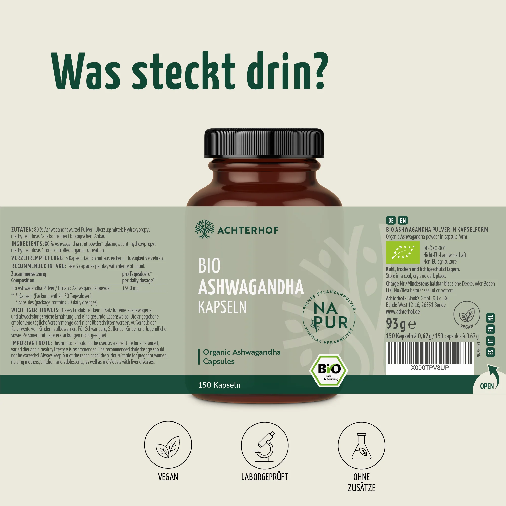Bio Ashwagandha Kapseln (150 Kapseln) - Image 9