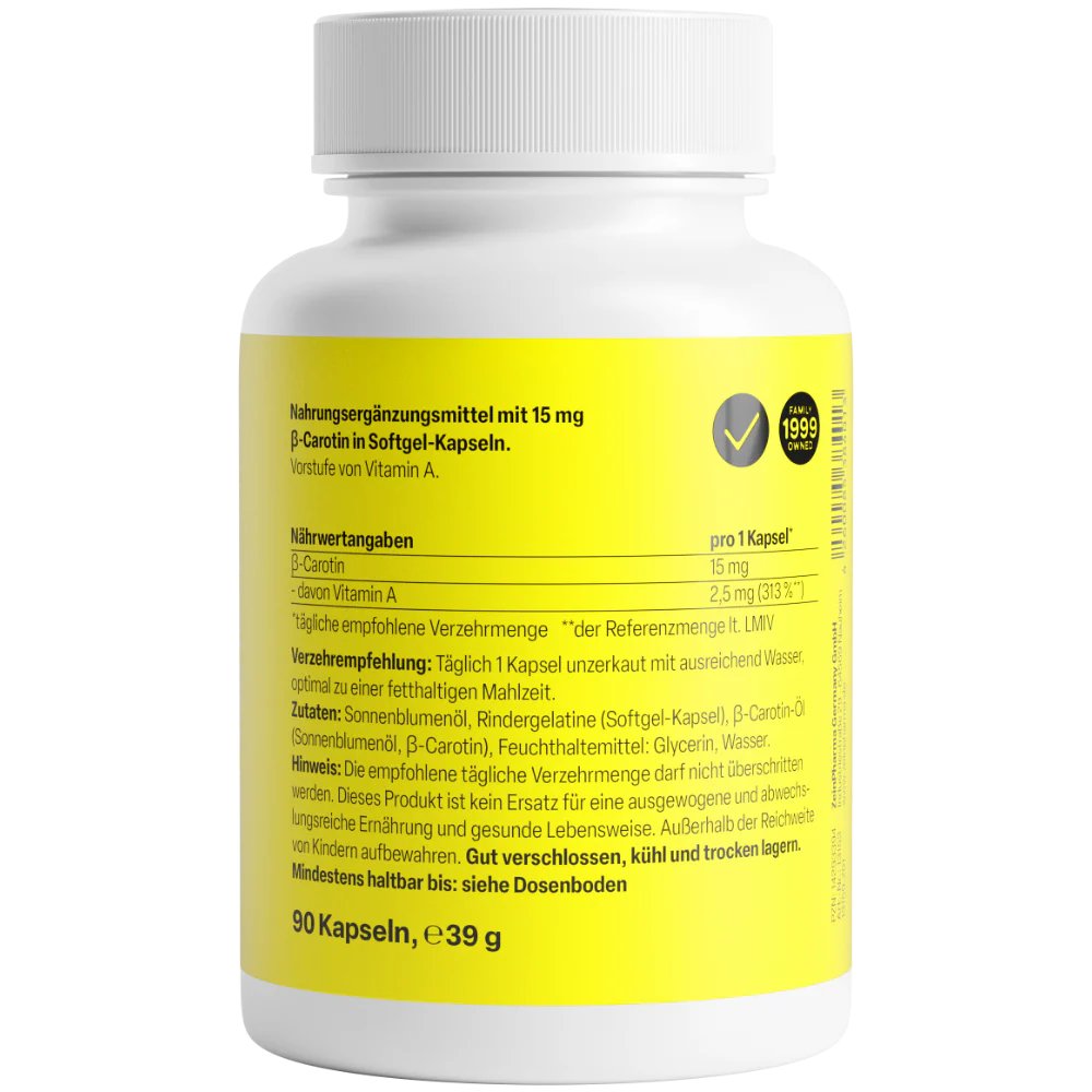 Beta Carotin Natural 15 mg (90 Kapseln) - Image 2