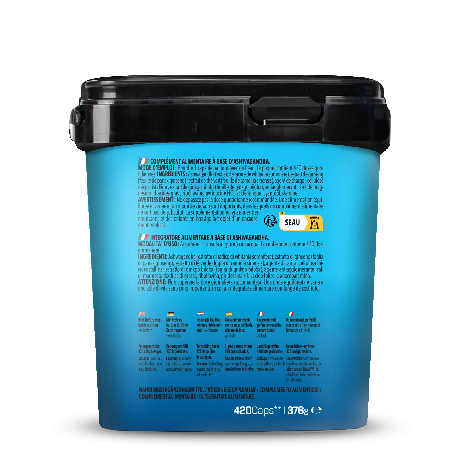 BIG PACK Ashwagandha Ginseng Vitamin-B Complex (420 Kapseln) - Image 4