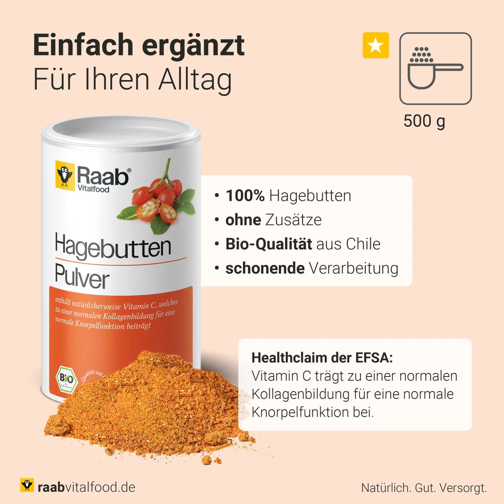 Bio Hagebutten Pulver (500g) - Image 3