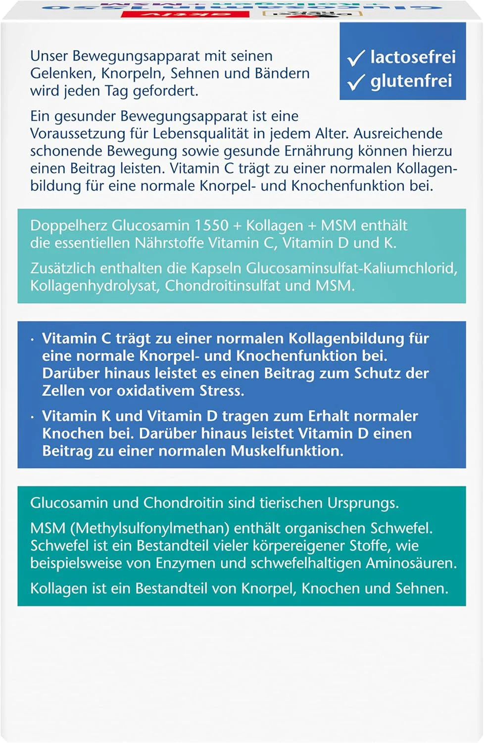 Glucosamin 1550 + Kollagen + MSM + Vitamin C (2x100 Kapseln) - Image 2