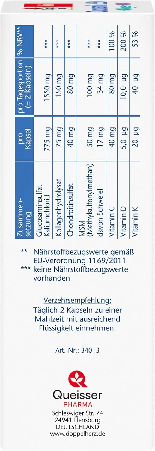 Glucosamin 1550 + Kollagen + MSM + Vitamin C (2x100 Kapseln) - Image 4