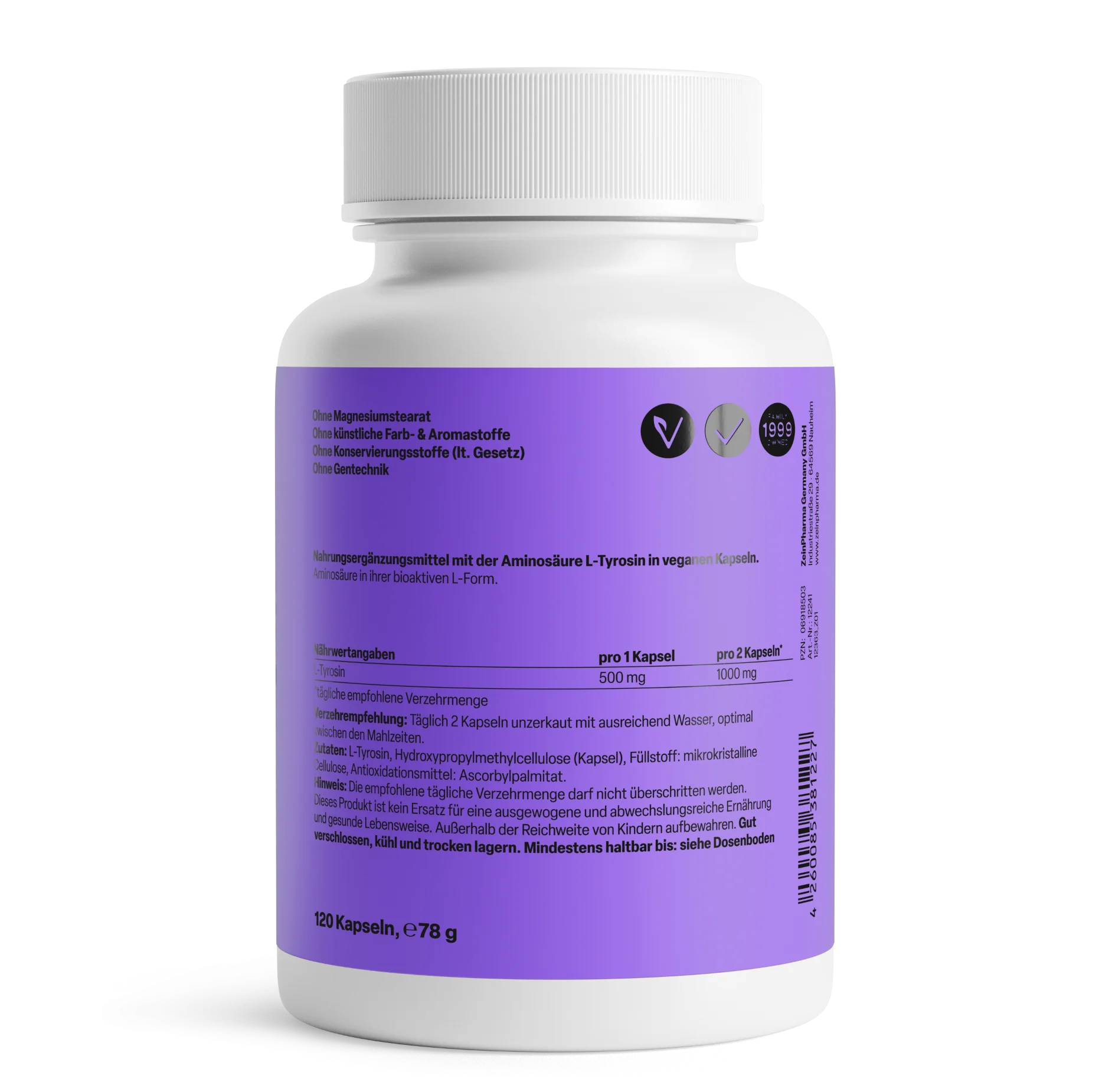 L-Tyrosin Kapseln 500mg (120 Kapsel) - Image 2