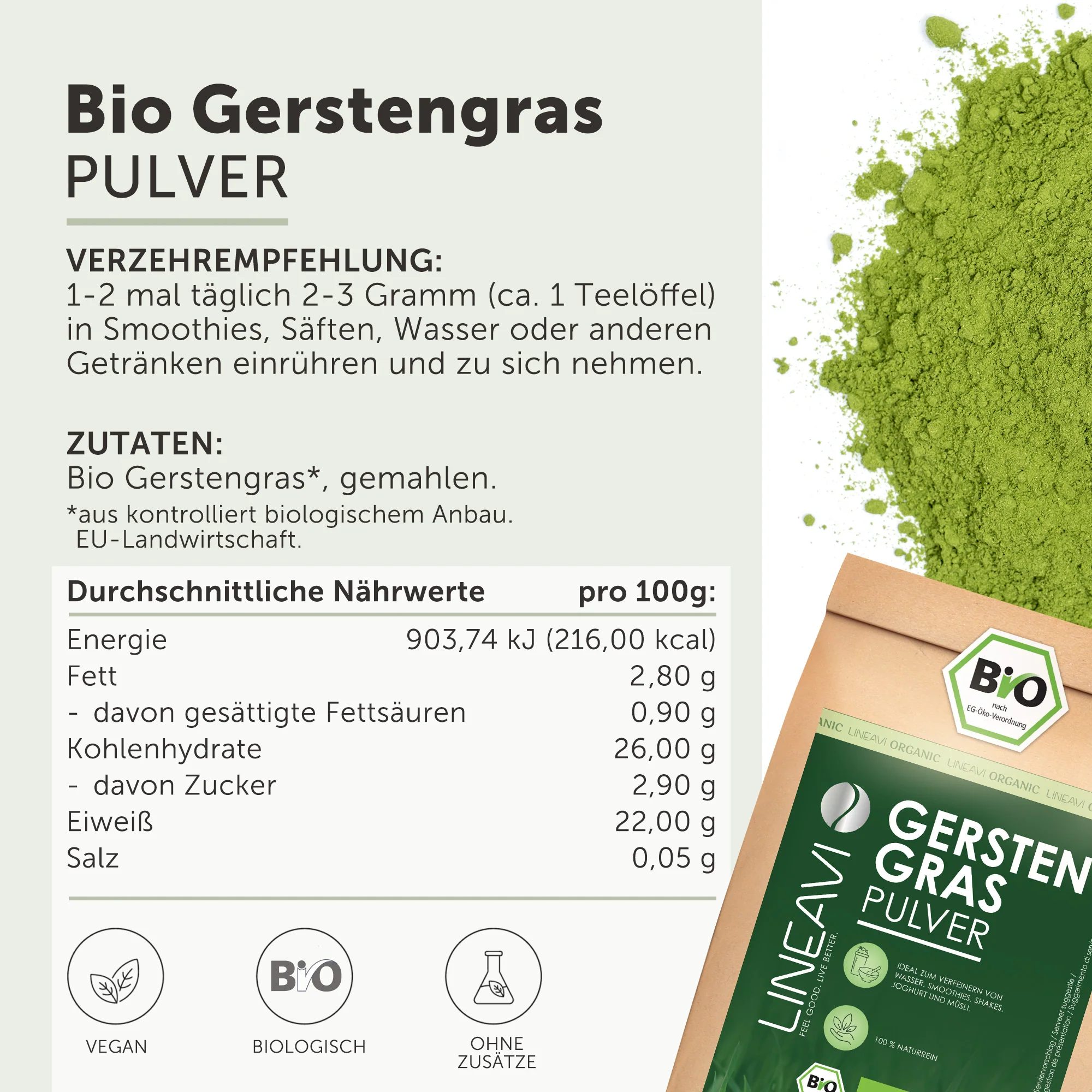 Gerstengraspulver bio (1000g) - Image 5