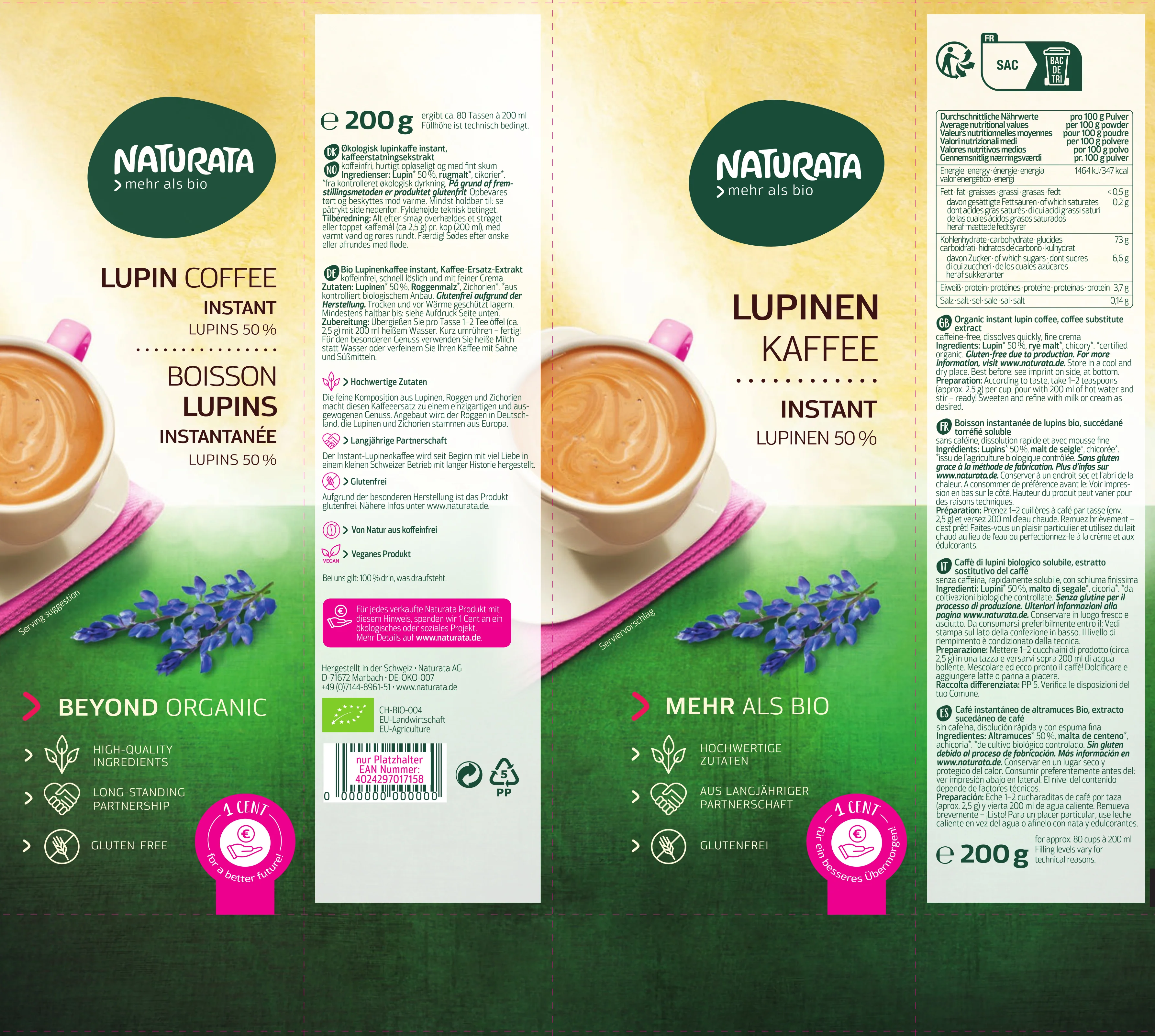 Lupinenkaffee Bio Instant Nachfüllpackung (200g) - Image 2