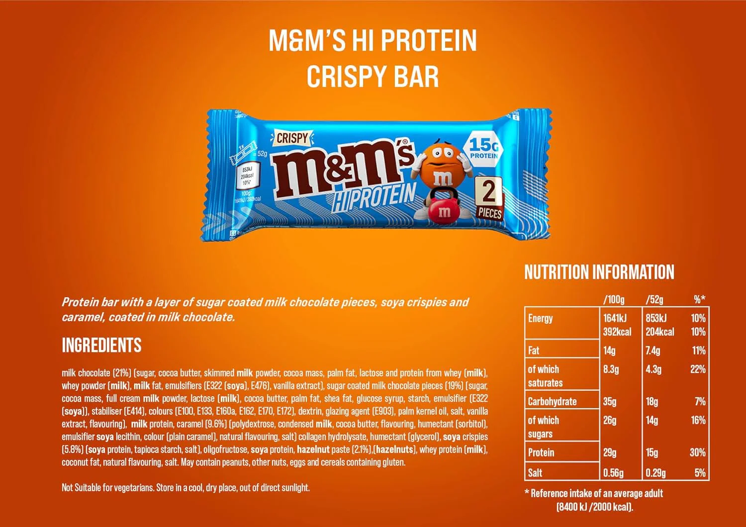 M&M's Crispy High Protein Bar Milk Chocolate (12x52g) - Image 3