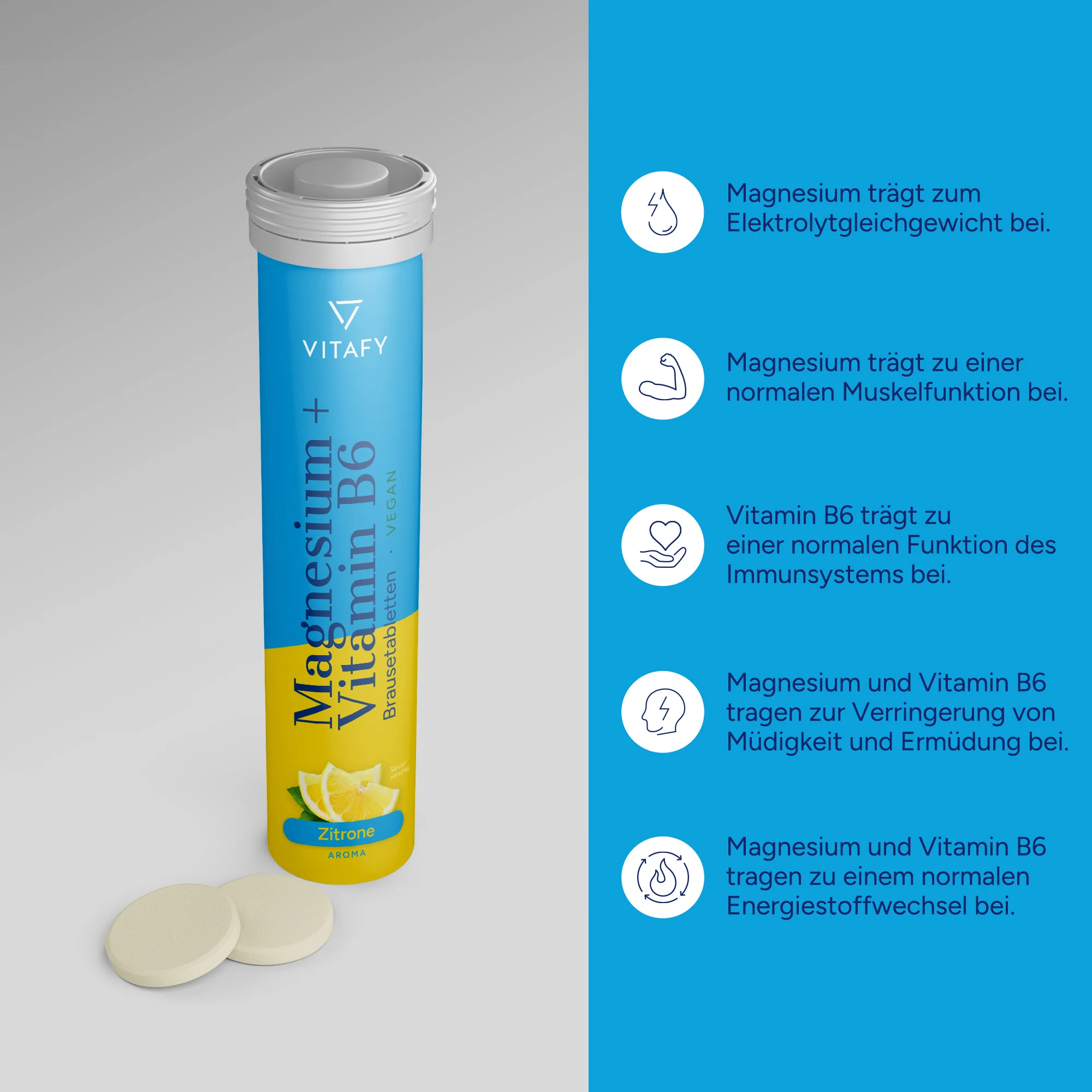 Magnesium + Vitamin B6 - Zitrone (20 Brausetabletten) - Image 2