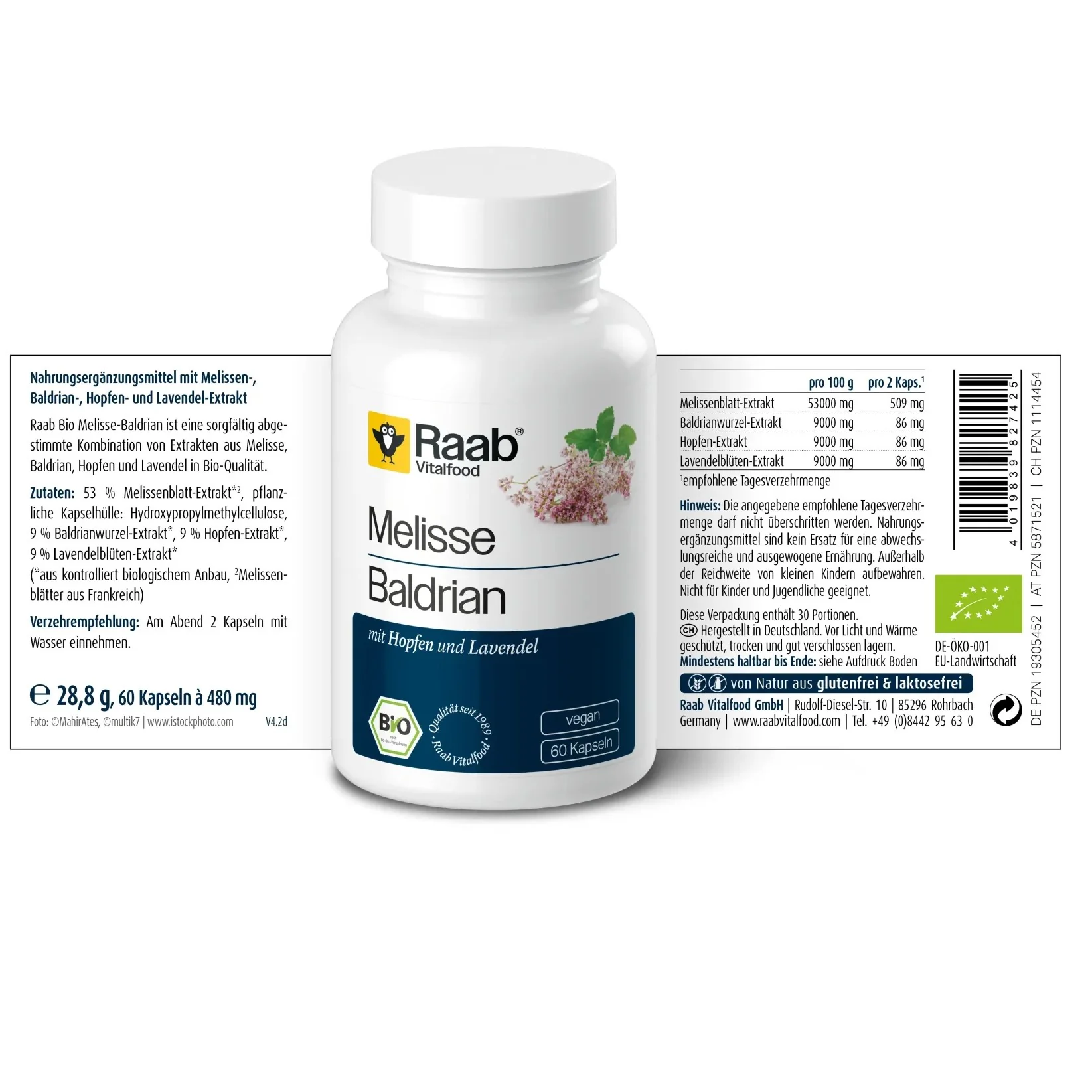 Melisse Baldrian bio (60 Kapseln) - Image 2