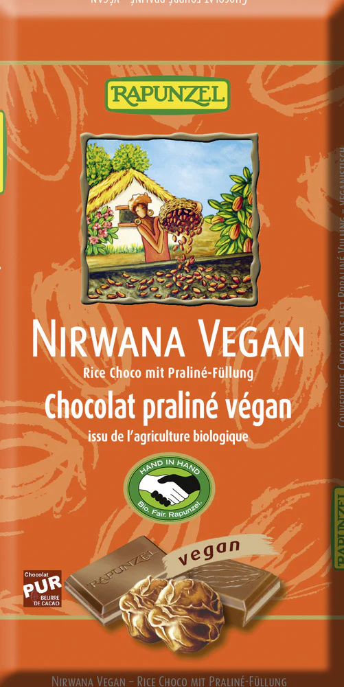Nirwana vegane Schokolade mit Praliné-Füllung bio (100g)