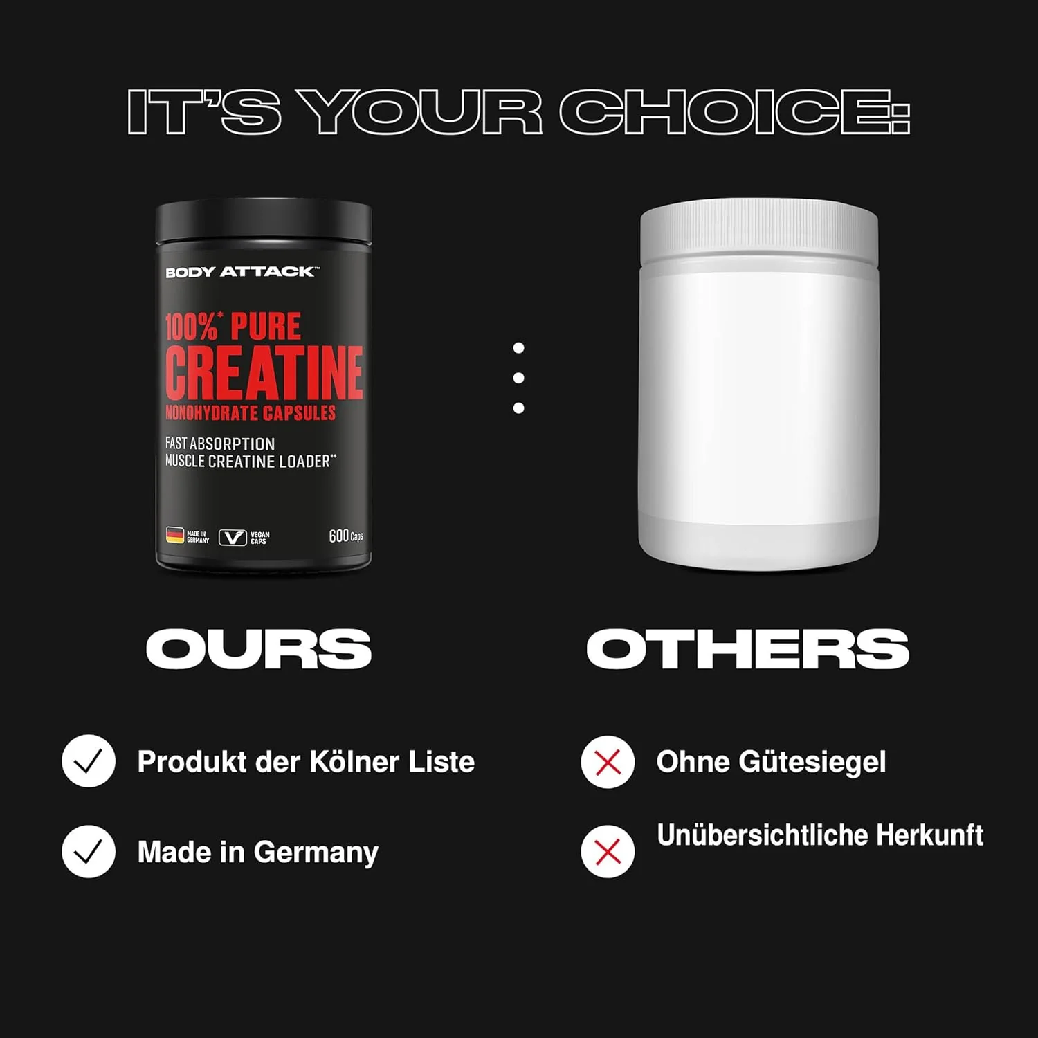 100% Pure Creatin (600 Kapseln) - Image 3
