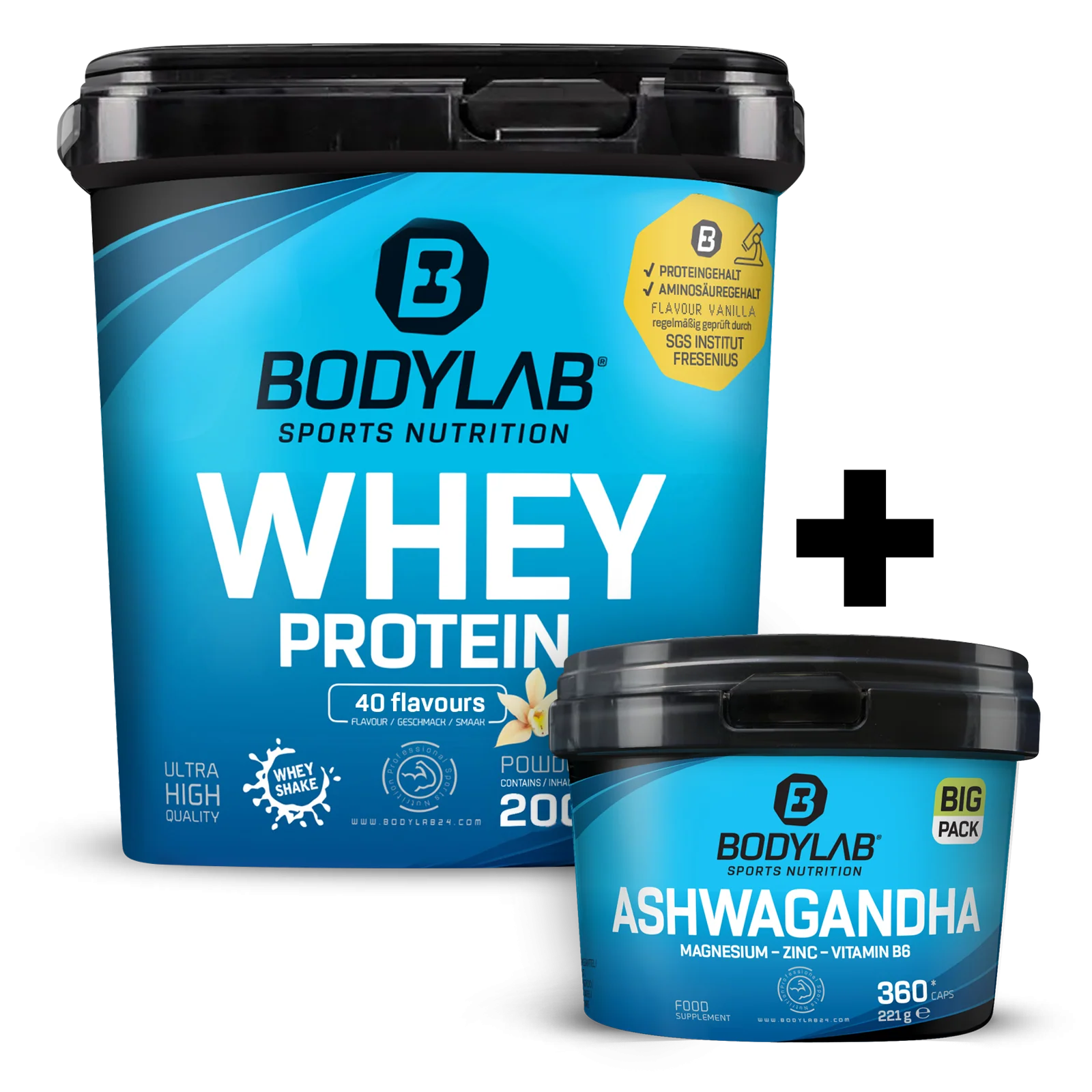 Whey + BIG PACK Ashwagandha (360 Kapseln)
